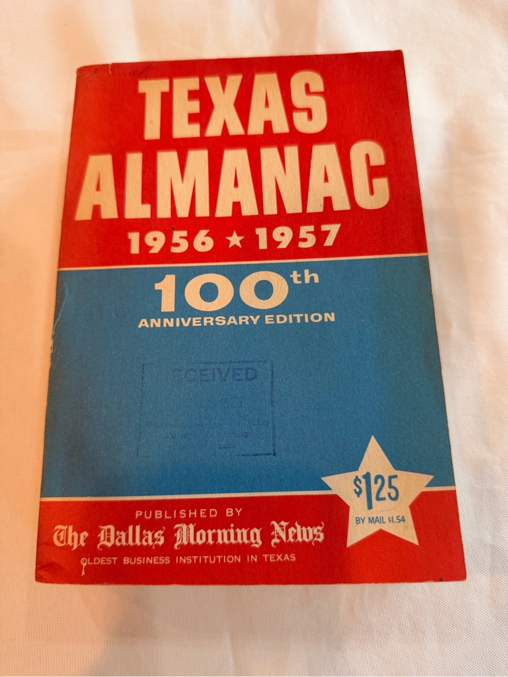 Texas Almanac 1956-1957 100th Anniversary Paperback Edition with Travel Map